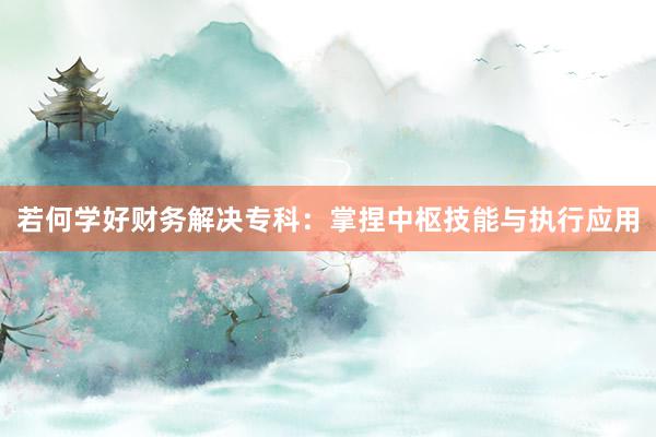 若何学好财务解决专科：掌捏中枢技能与执行应用