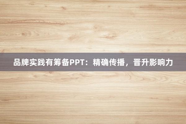 品牌实践有筹备PPT：精确传播，晋升影响力