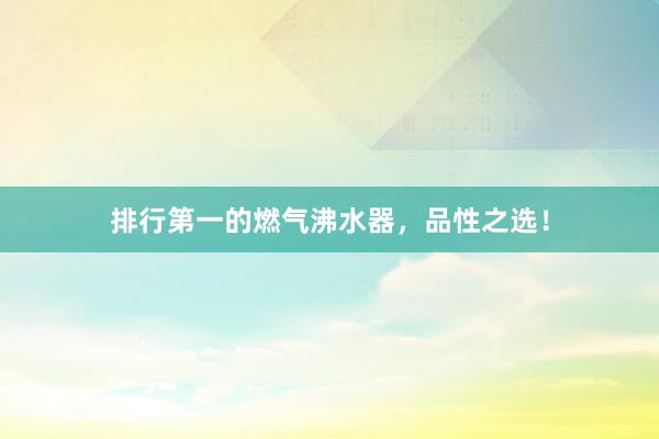 排行第一的燃气沸水器，品性之选！