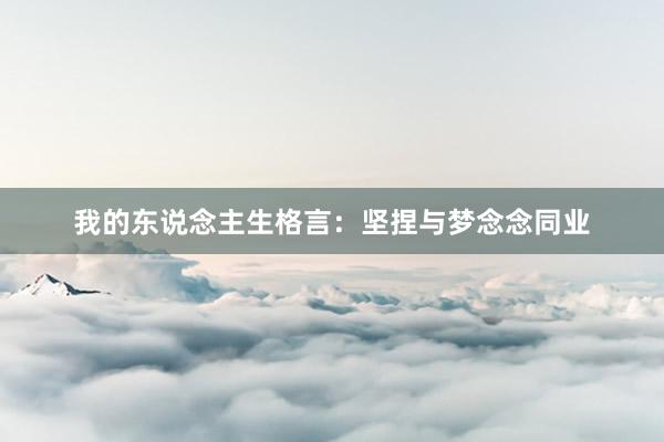 我的东说念主生格言：坚捏与梦念念同业